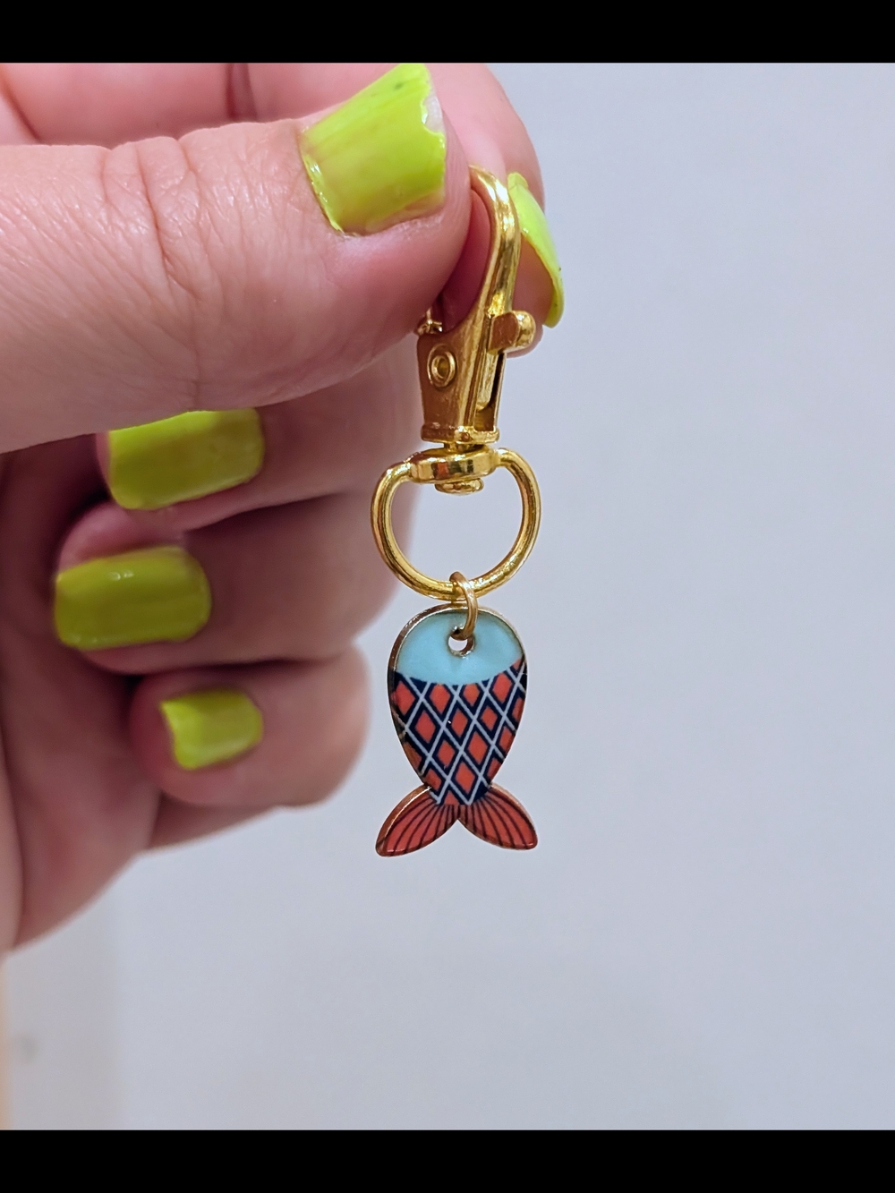 Orange And Teal Fish Charm Keychain